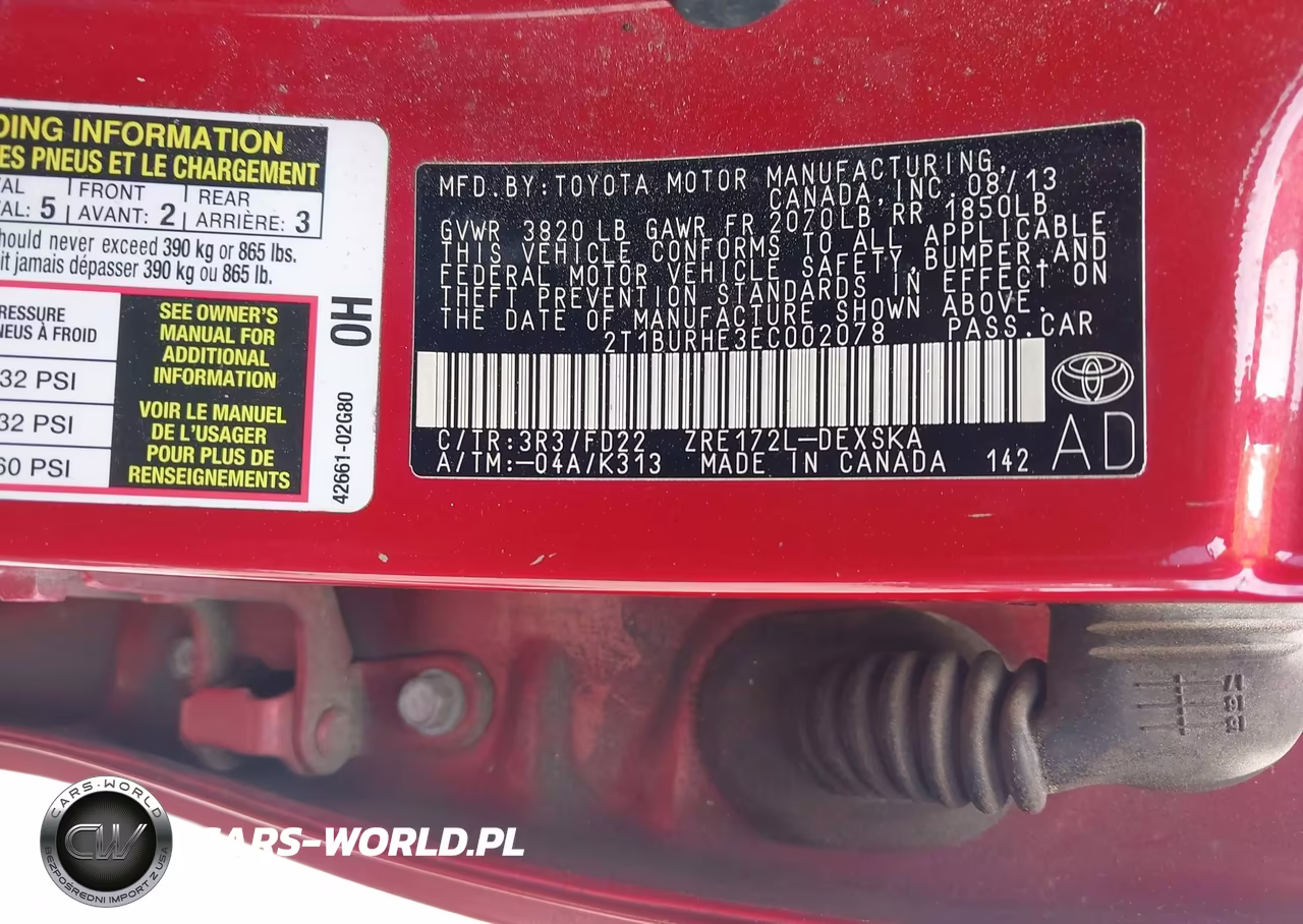 2014 Toyota Corolla S Plus VIN:2T1BURHE3EC002078 - 9