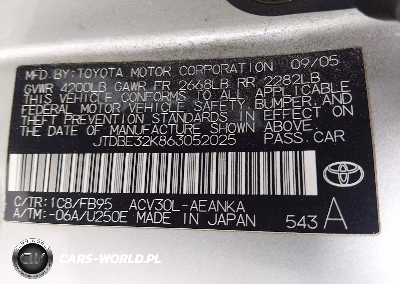 2006 Toyota Camry Std VIN:JTDBE32K863052025 - 9