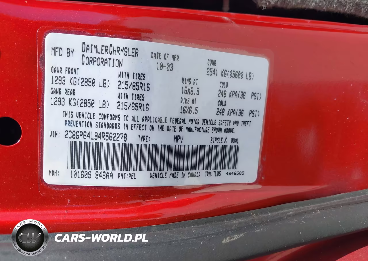 2004 Chrysler Town & Country Limited VIN:2C8GP64L94R562278 - 9