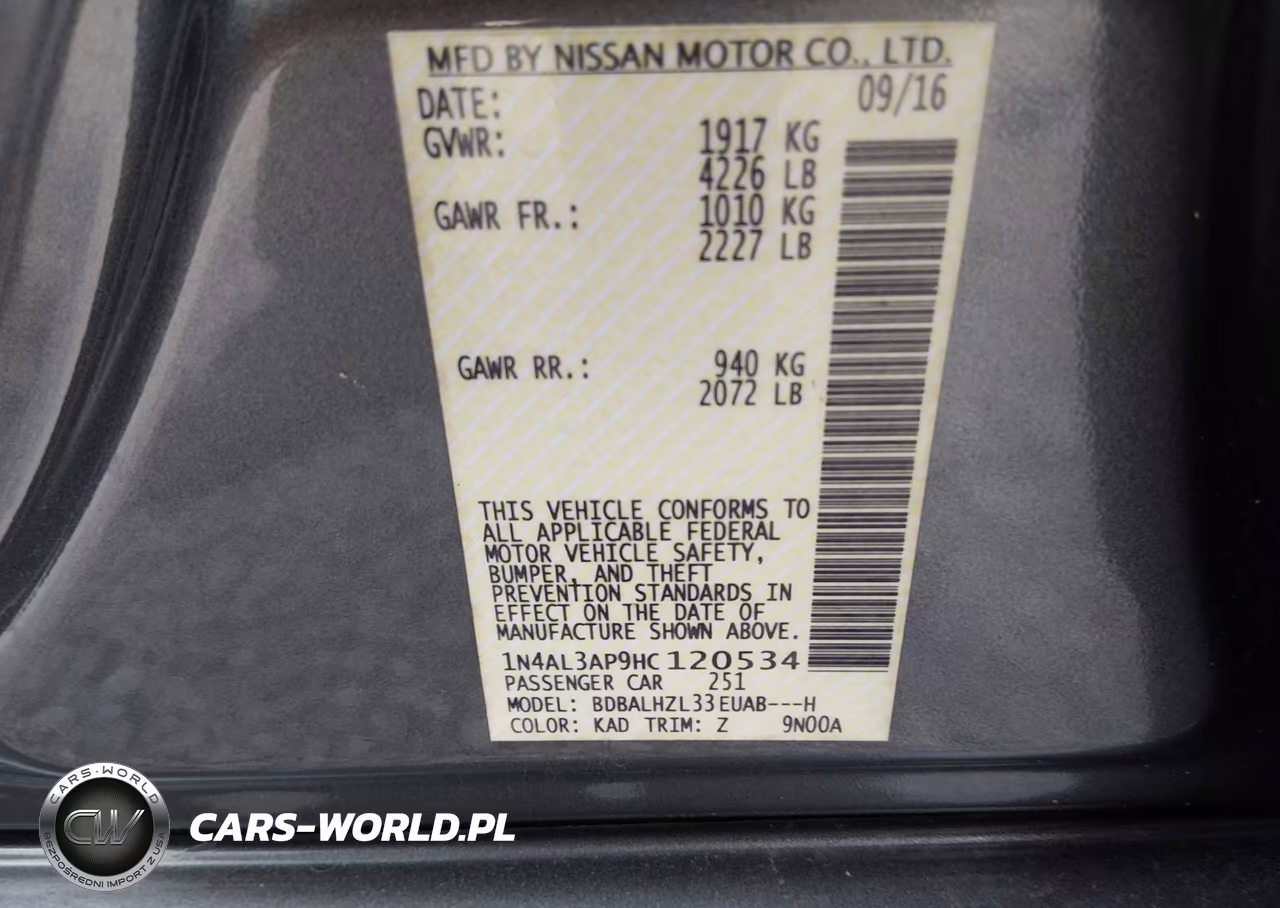 2017 Nissan Altima 2.5 Sr VIN:1N4AL3AP9HC120534 - 9