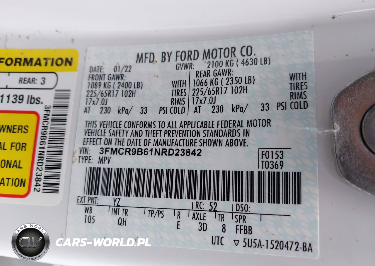 2022 Ford Bronco Sport Big Bend VIN:3FMCR9B61NRD23842 - 9