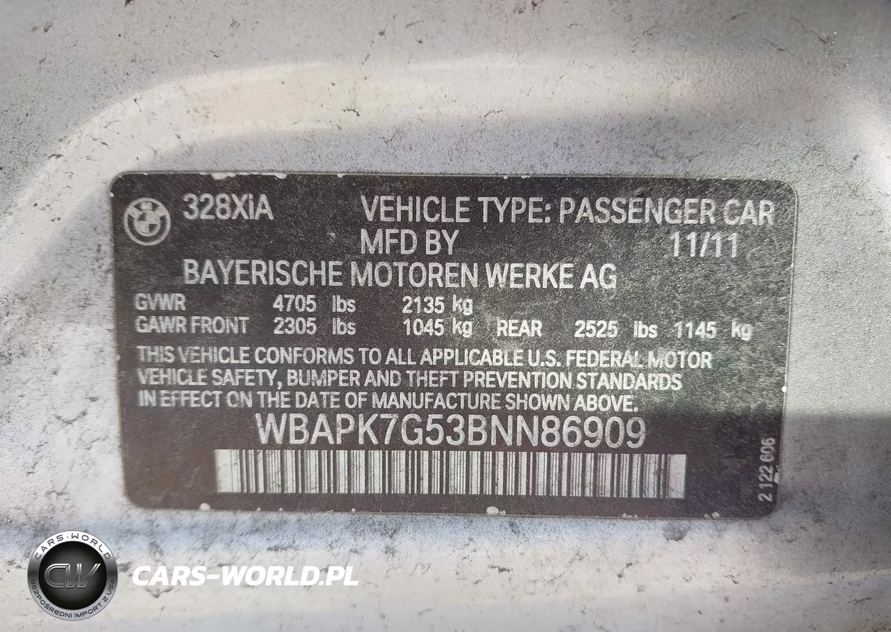 2011 BMW 328I xDrive VIN:WBAPK7G53BNN86909 - 9