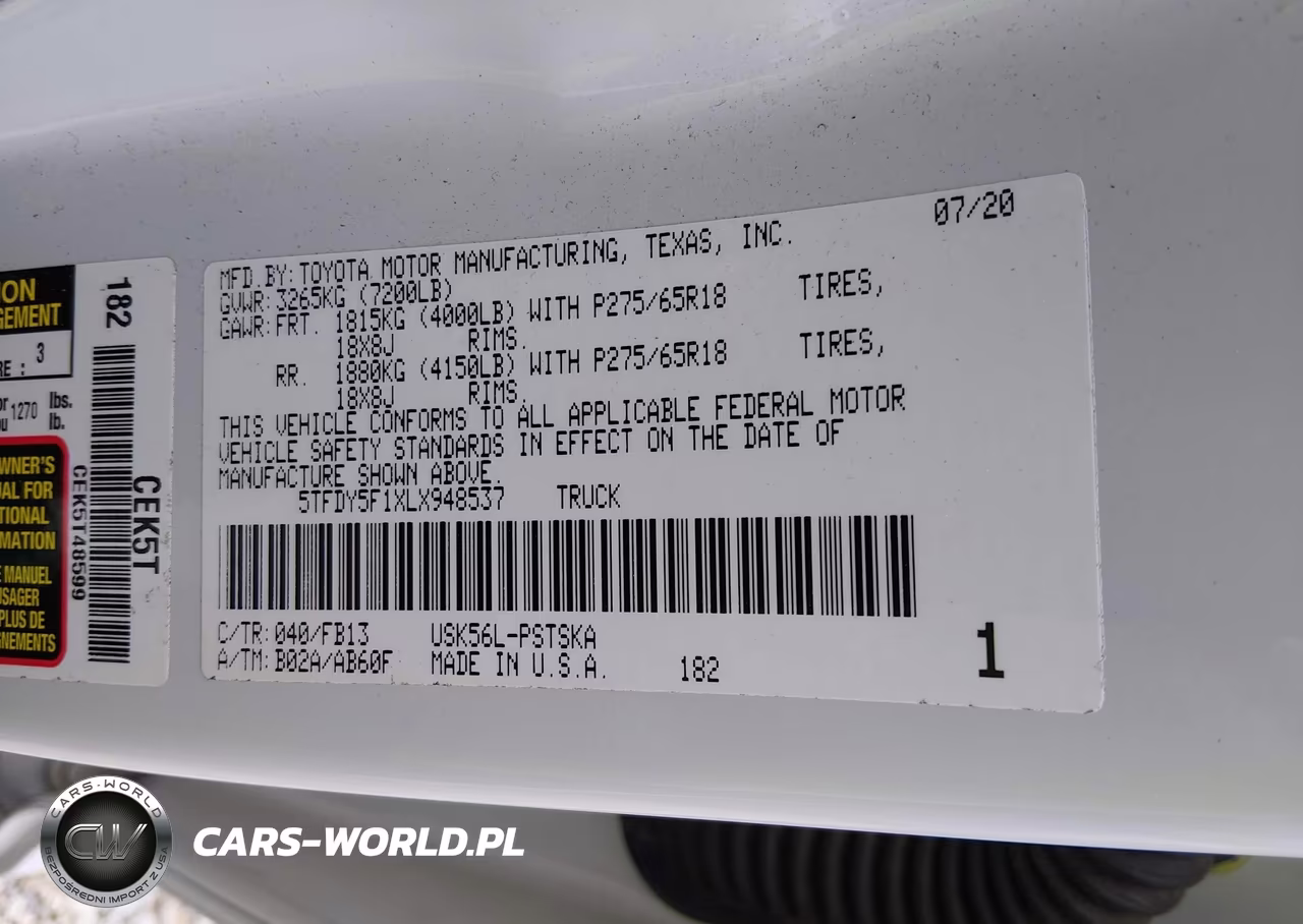2020 Toyota Tundra Sr5 VIN:5TFDY5F1XLX948537 - 9