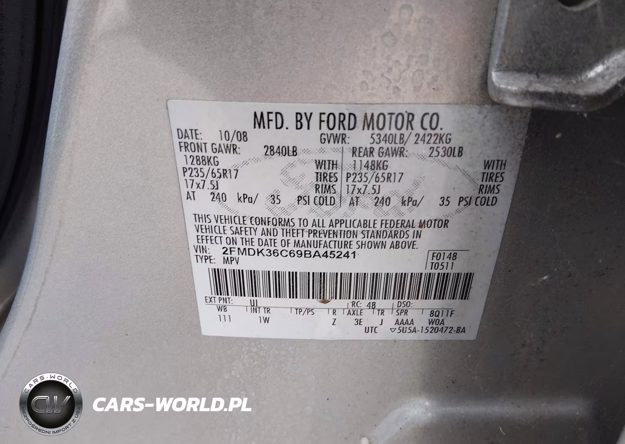 2009 Ford Edge Se VIN:2FMDK36C69BA45241 - 9