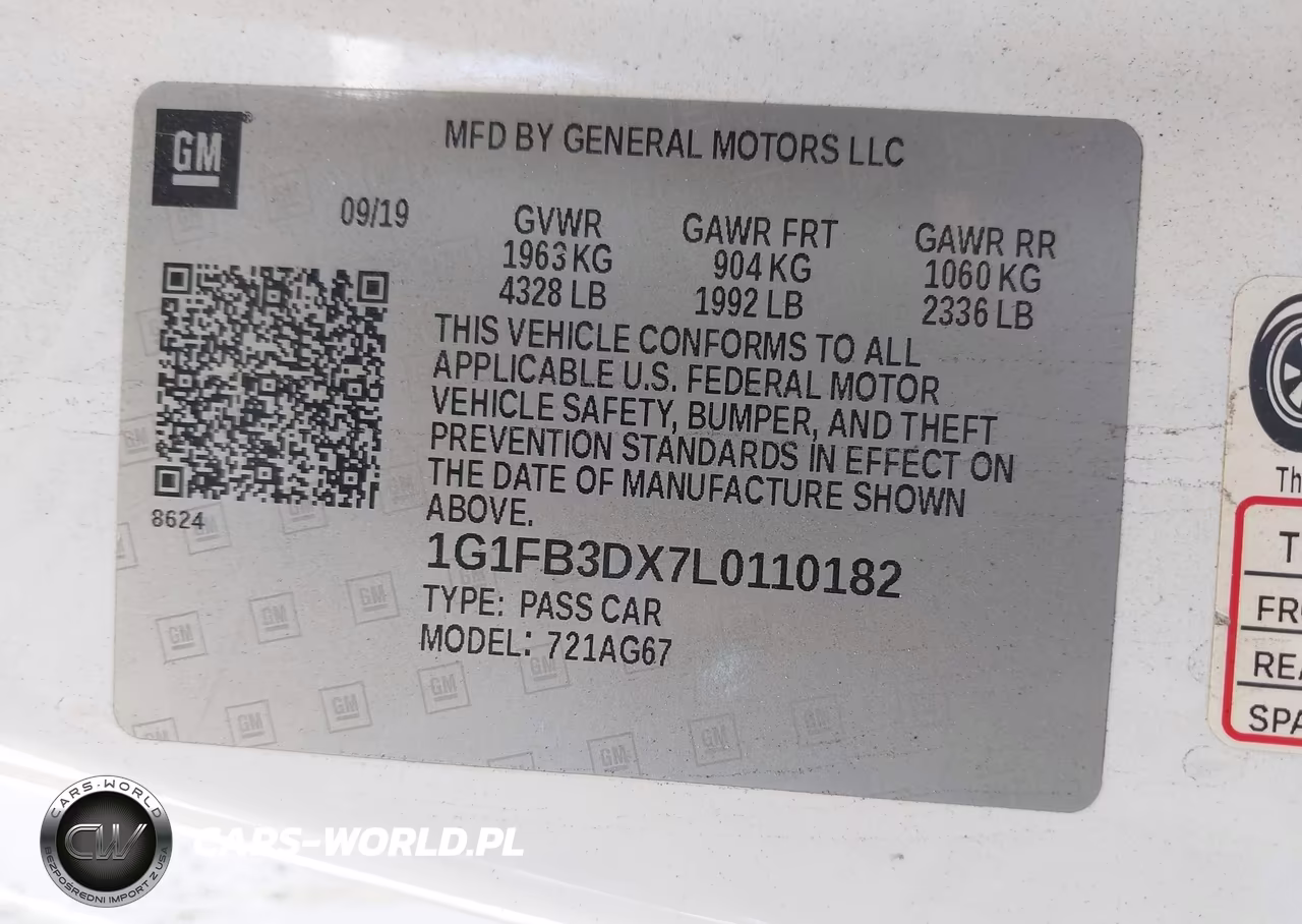 2020 Chevrolet Camaro Rwd 1Lt VIN:1G1FB3DX7L0110182 - 9