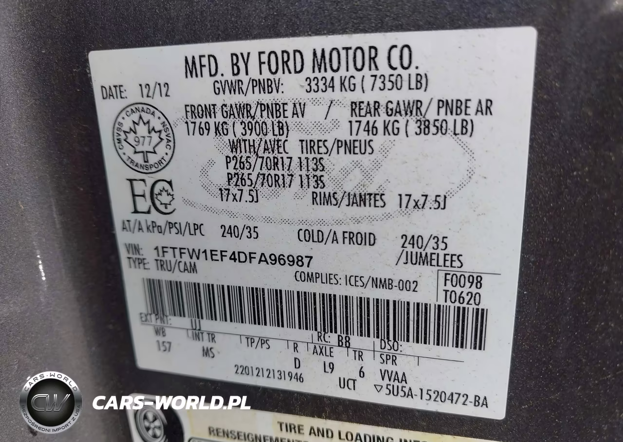 2013 Ford F-150 Xlt VIN:1FTFW1EF4DFA96987 - 9