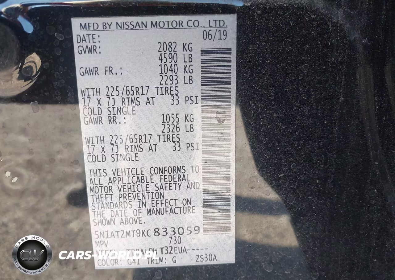 2019 Nissan Rogue S VIN:5N1AT2MT9KC833059 - 9