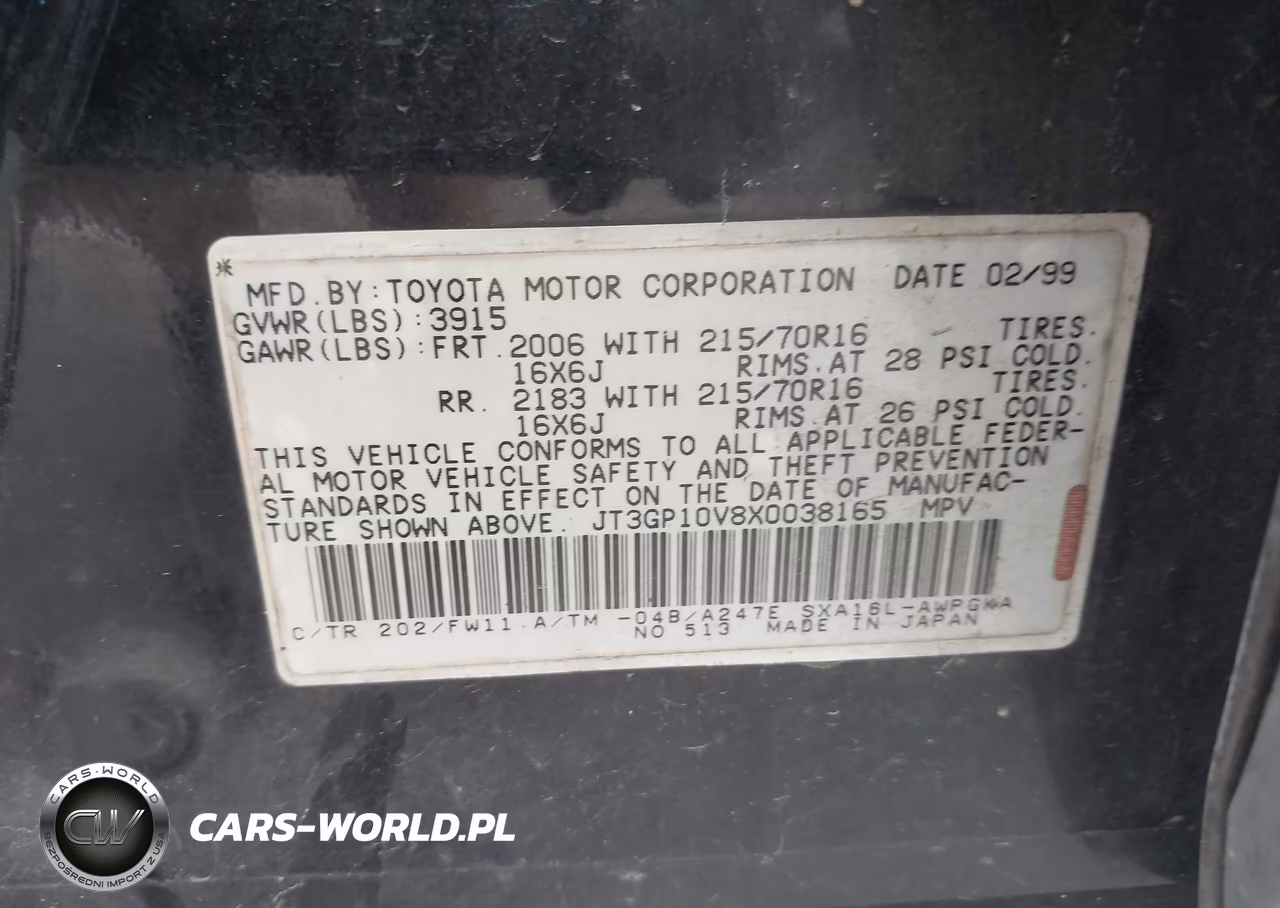1999 Toyota Rav4 VIN:JT3GP10V8X0038165 - 9
