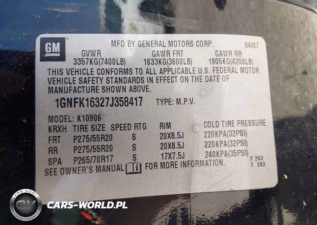 2007 Chevrolet Suburban 1500 Ltz VIN:1GNFK16327J358417 - 9