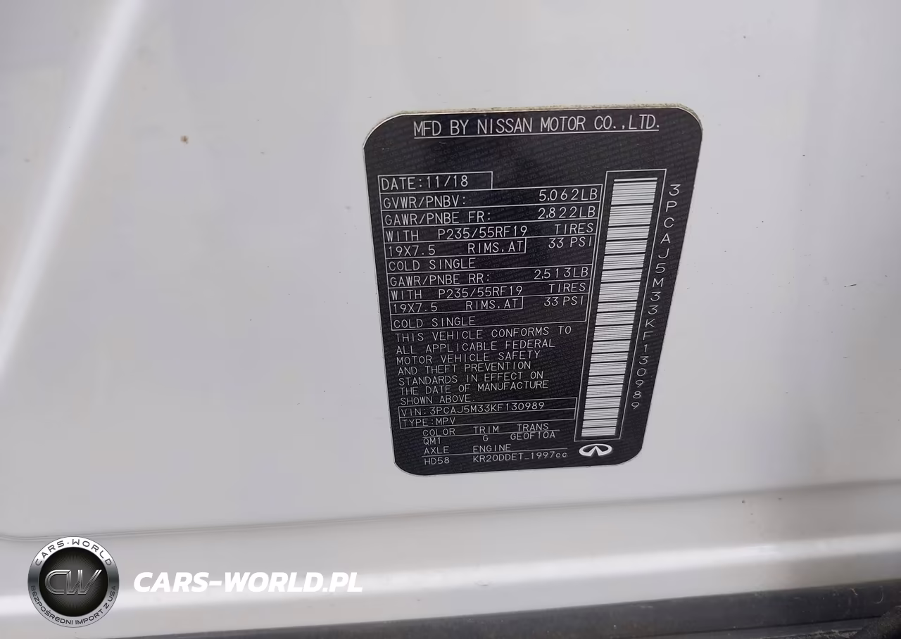2019 Infiniti Qx50 Essential VIN:3PCAJ5M33KF130989 - 9