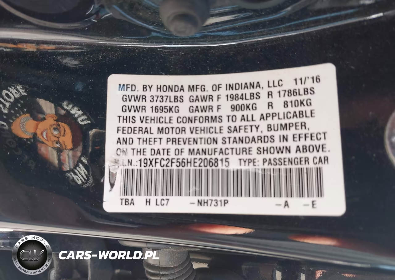 2017 Honda Civic Lx VIN:19XFC2F56HE206815 - 9