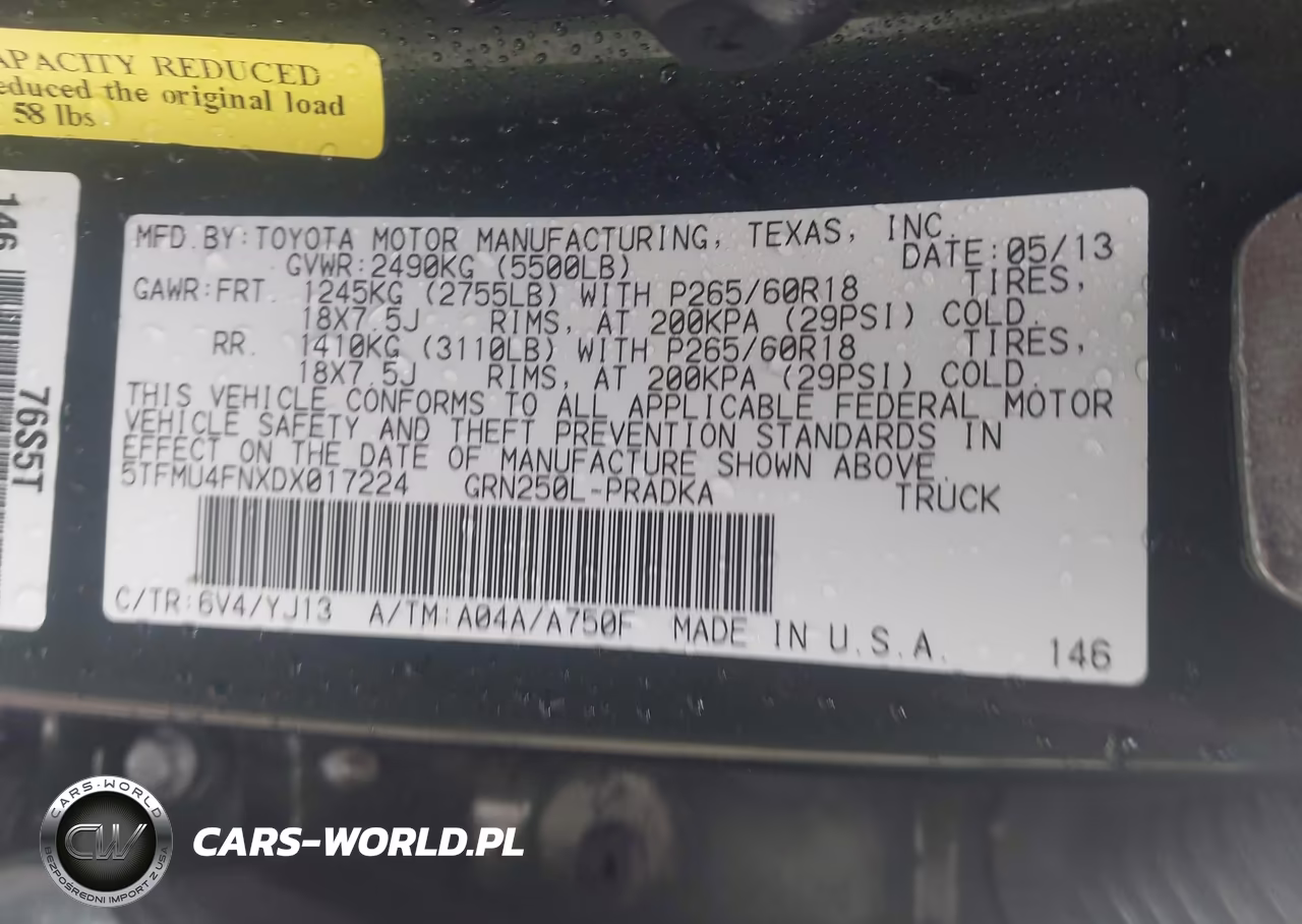 2013 Toyota Tacoma Base V6 VIN:5TFMU4FNXDX017224 - 9