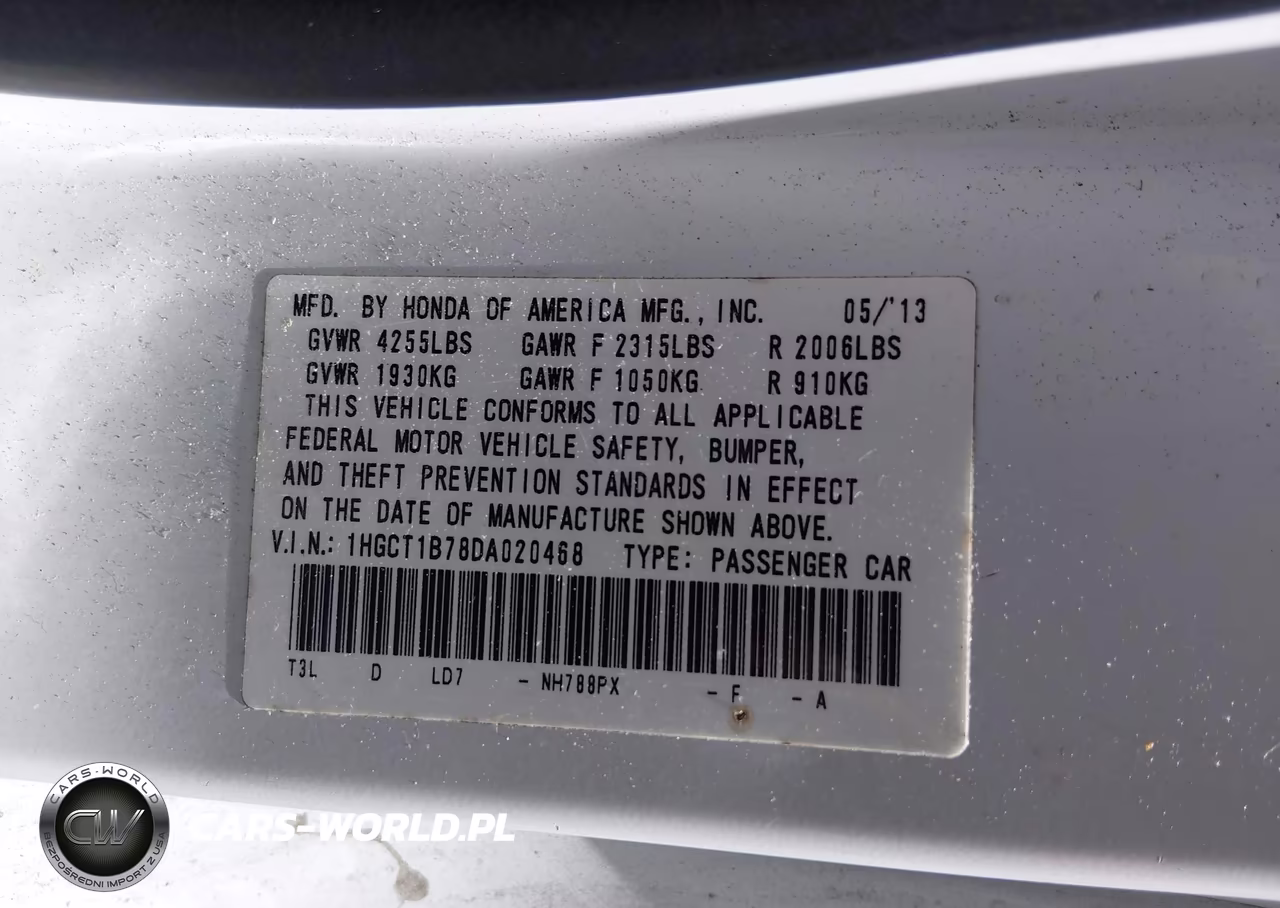 2013 Honda Accord Ex VIN:1HGCT1B78DA020468 - 9