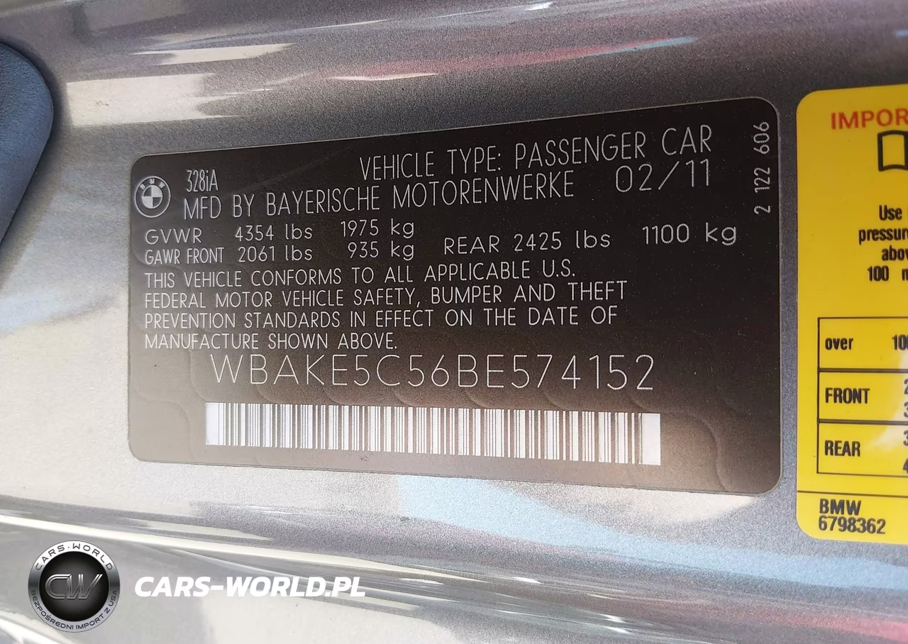 2011 BMW 328I VIN:WBAKE5C56BE574152 - 9