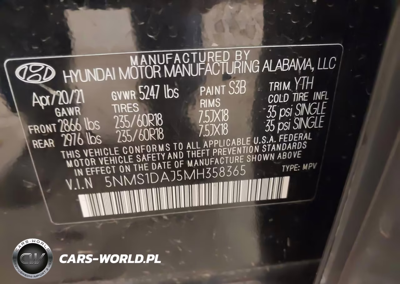 2021 Hyundai Santa Fe Se VIN:5NMS1DAJ5MH358365 - 9