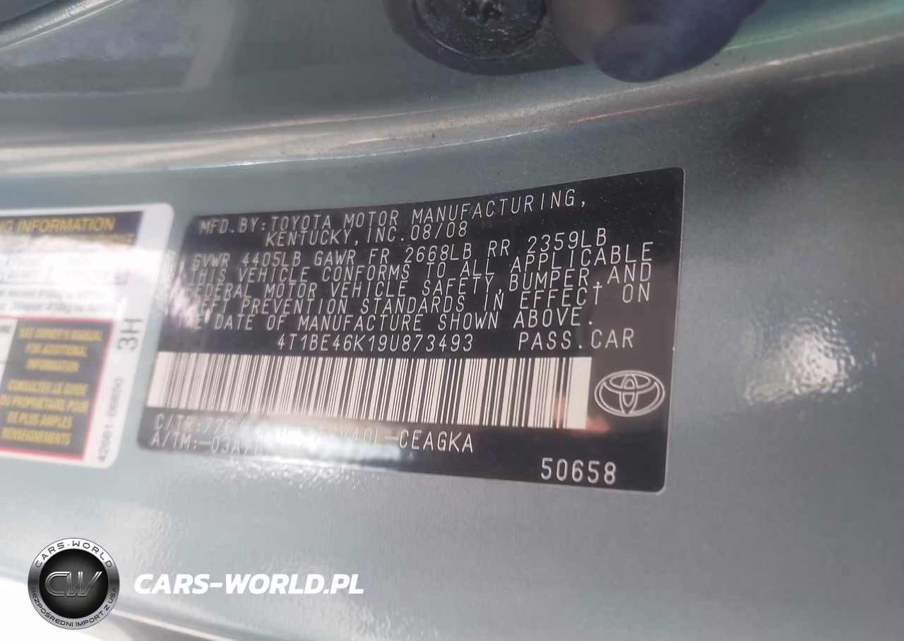 2009 Toyota Camry Xle VIN:4T1BE46K19U873493 - 9