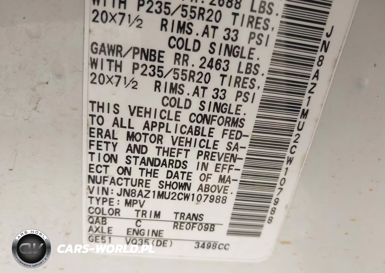 2012 Nissan Murano Le VIN:JN8AZ1MU2CW107988 - 9
