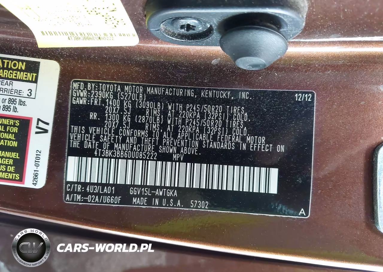2013 Toyota Venza Xle V6 VIN:4T3BK3BB6DU085222 - 9