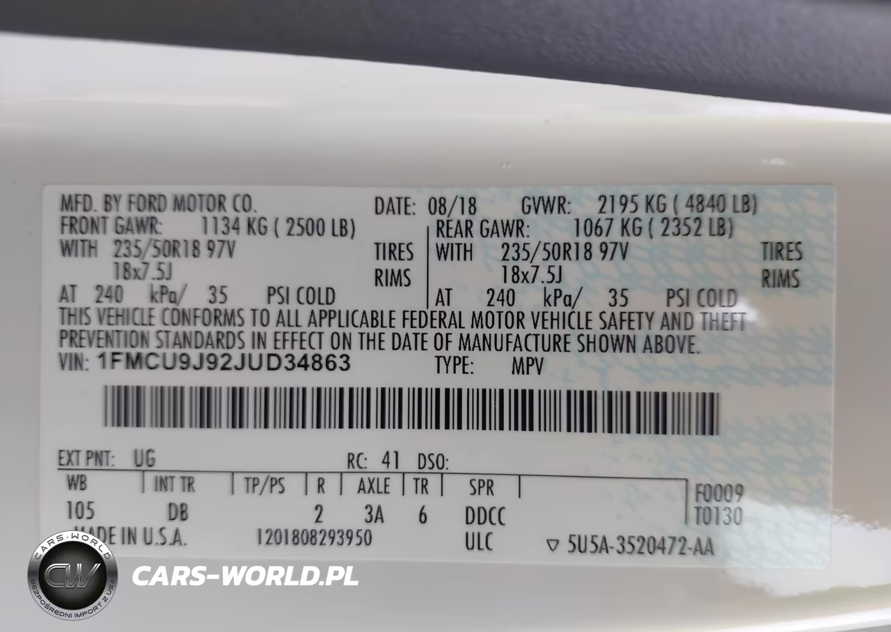 2018 Ford Escape Titanium VIN:1FMCU9J92JUD34863 - 9