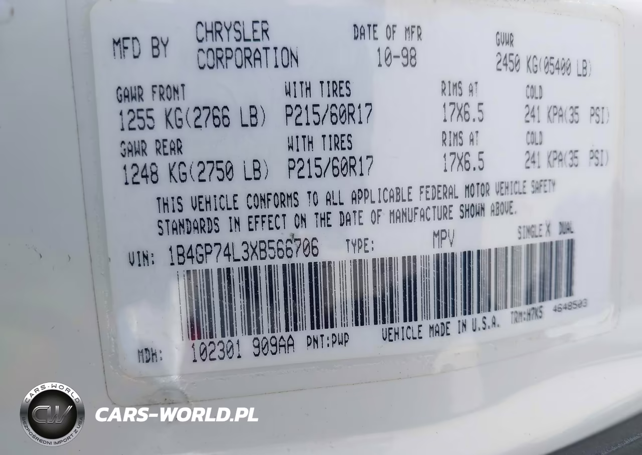 1999 Dodge Grand Caravan Es VIN:1B4GP74L3XB566706 - 9
