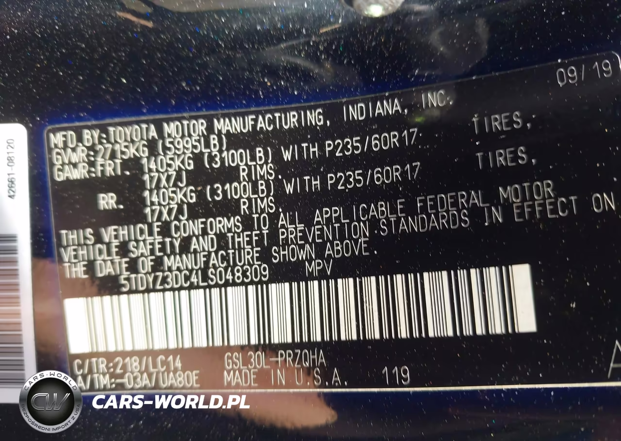 2020 Toyota Sienna Xle Premium VIN:5TDYZ3DC4LS048309 - 9