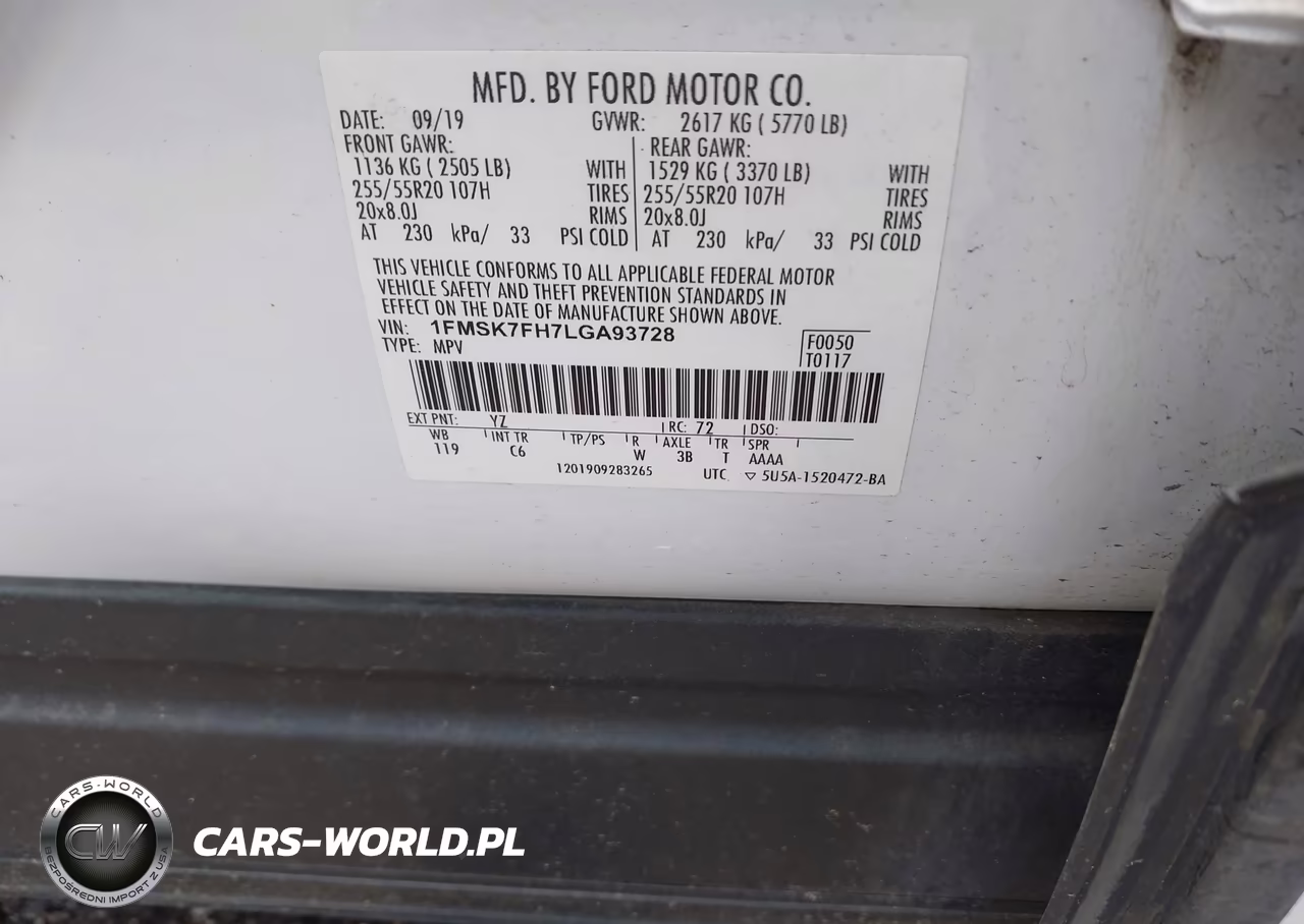 2020 Ford Explorer Limited VIN:1FMSK7FH7LGA93728 - 9