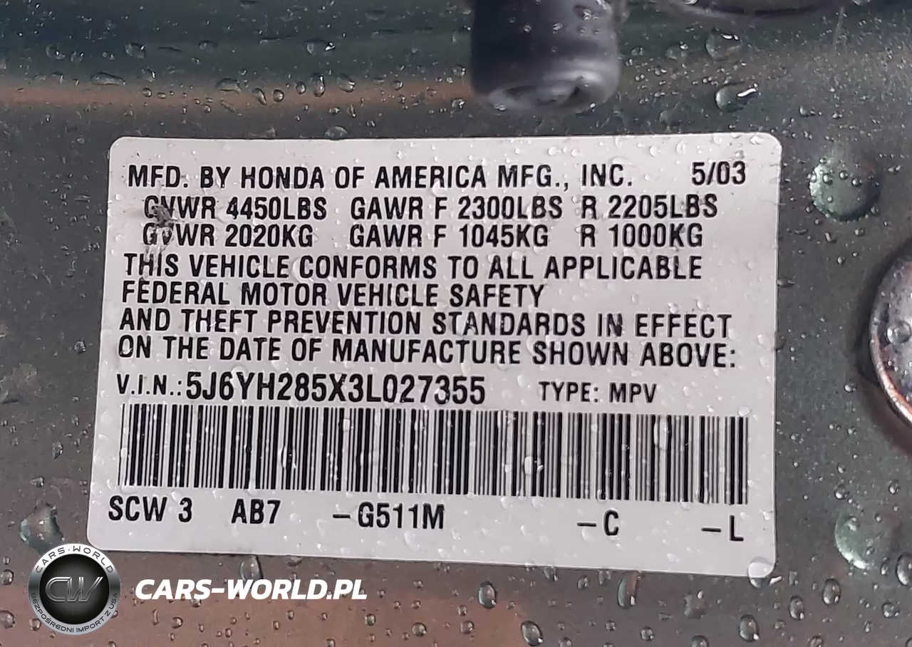 2003 Honda Element Ex VIN:5J6YH285X3L027355 - 9