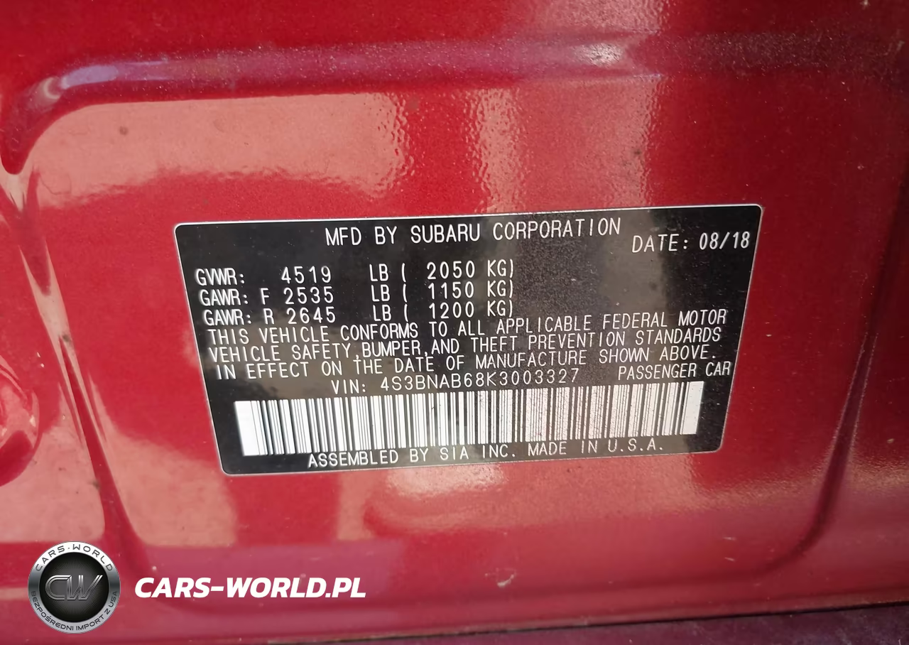 2019 Subaru Legacy 2.5I VIN:4S3BNAB68K3003327 - 9