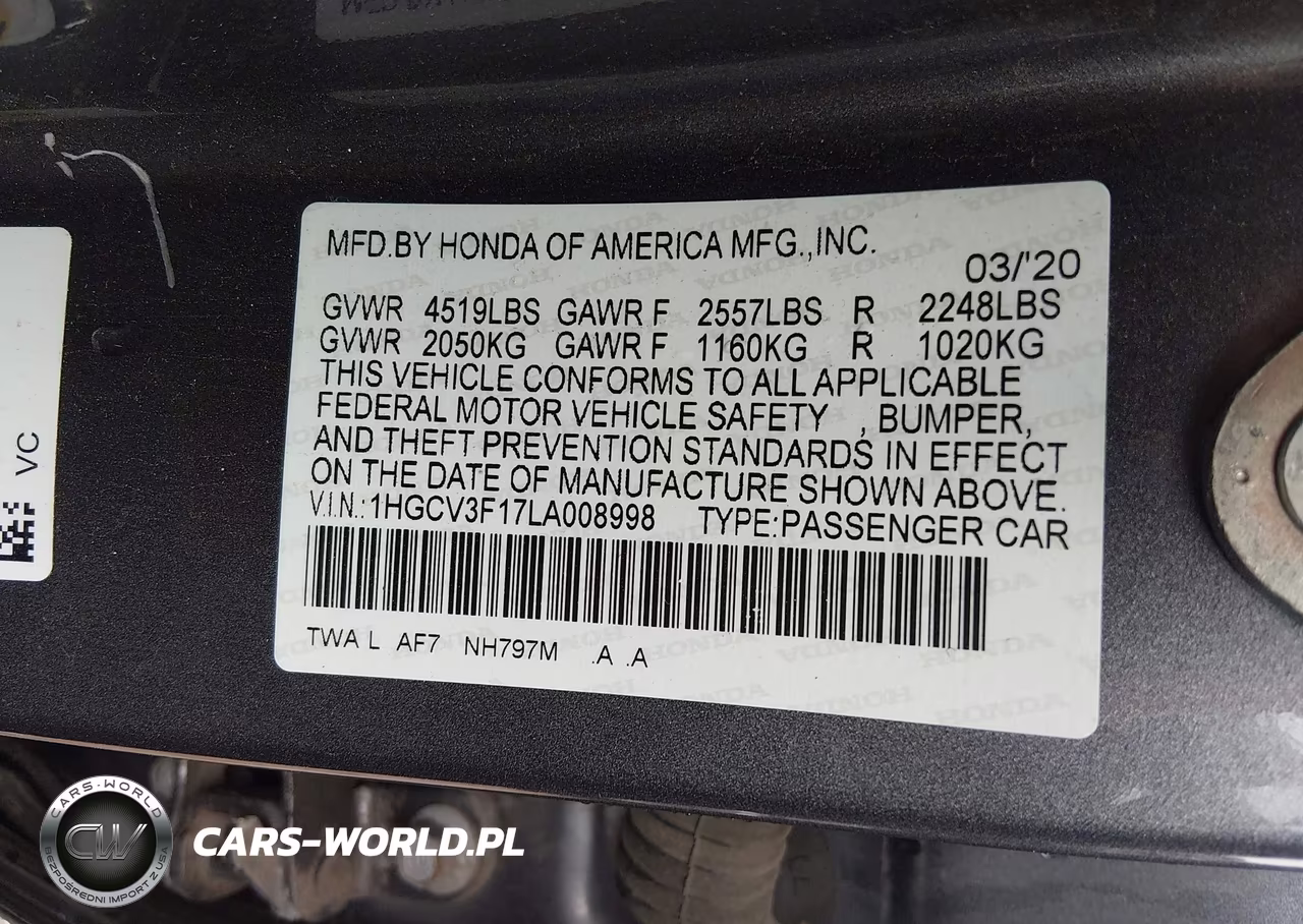 2020 Honda Accord Hybrid VIN:1HGCV3F17LA008998 - 9
