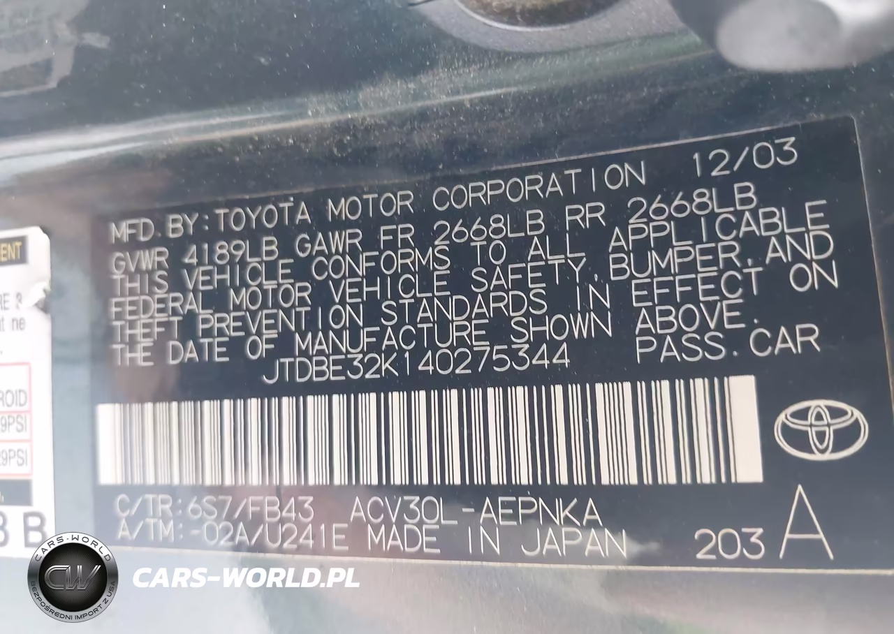2004 Toyota Camry Le VIN:JTDBE32K140275344 - 9