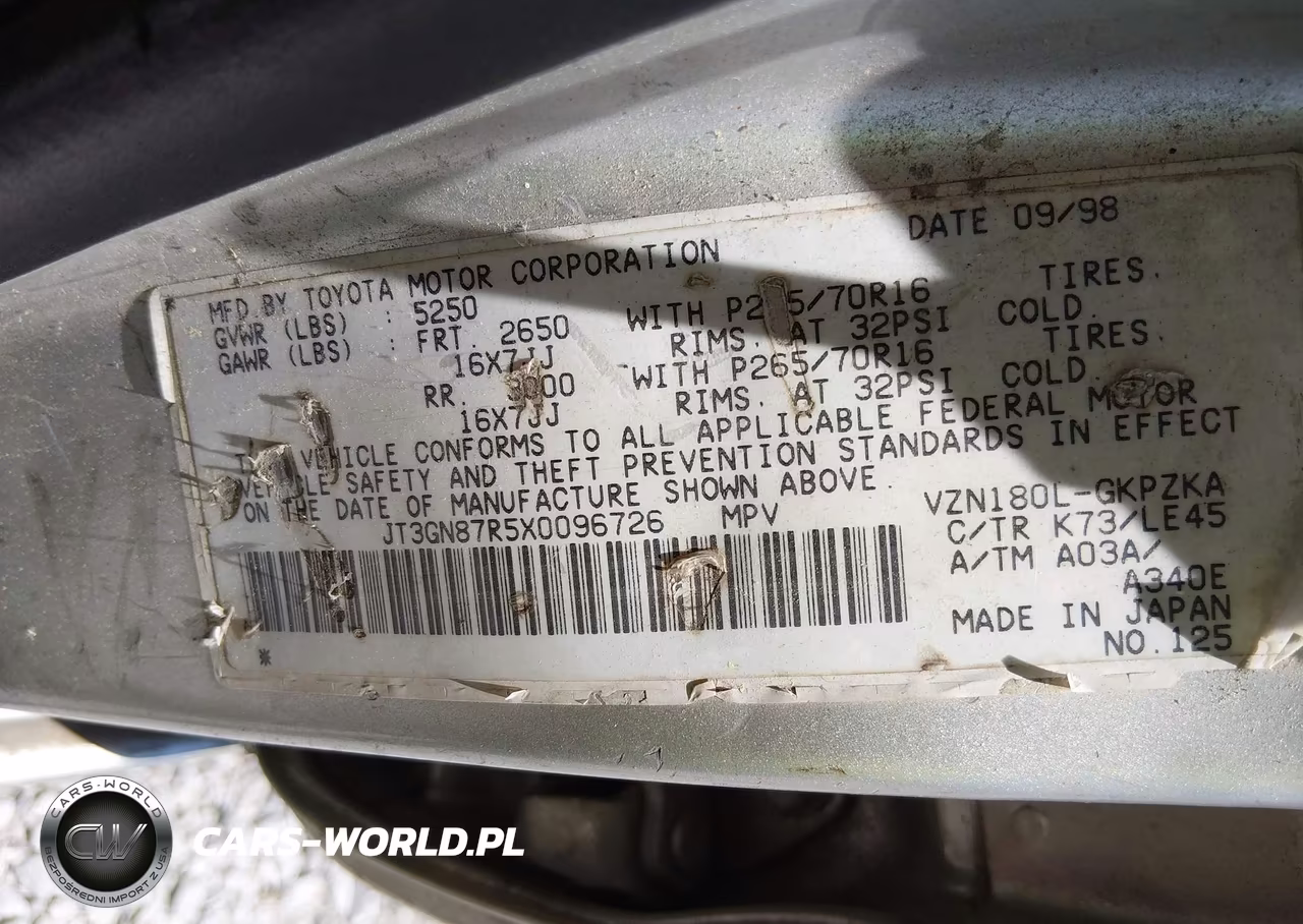 1999 Toyota 4Runner Limited V6 VIN:JT3GN87R5X0096726 - 9