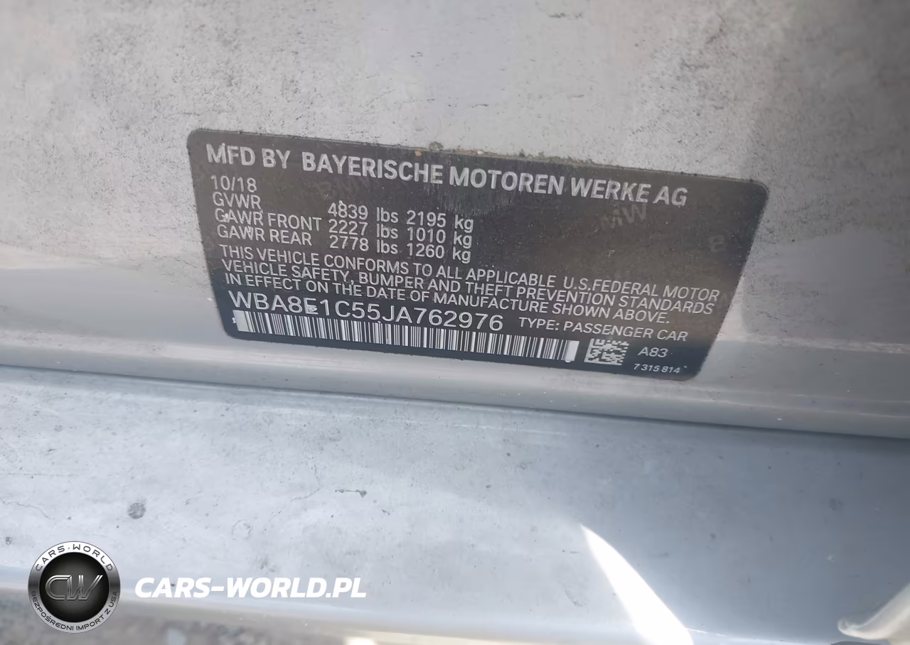 2018 BMW 330E VIN:WBA8E1C55JA762976 - 9