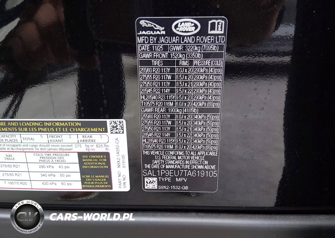 2026 Land Rover Range Rover Sport P360 Se VIN:SAL1P9EU7TA619105 - 9