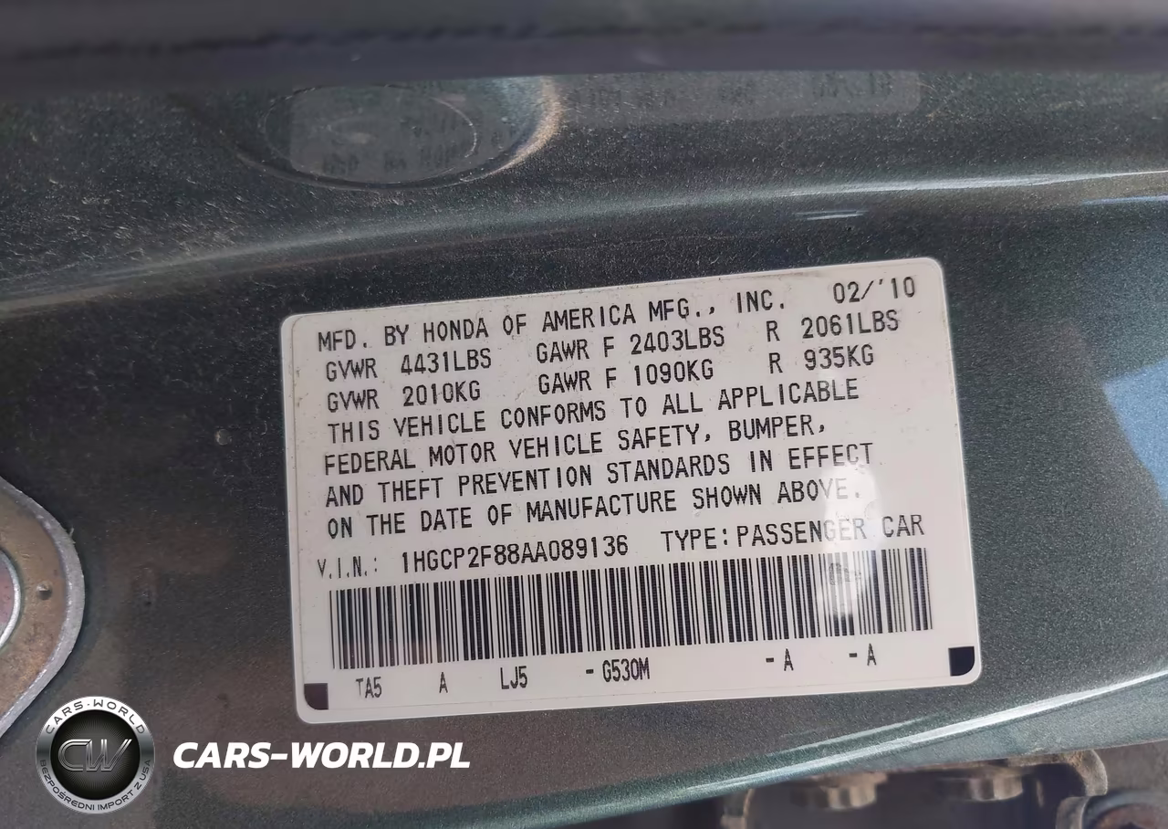 2010 Honda Accord 2.4 Ex-L VIN:1HGCP2F88AA089136 - 9