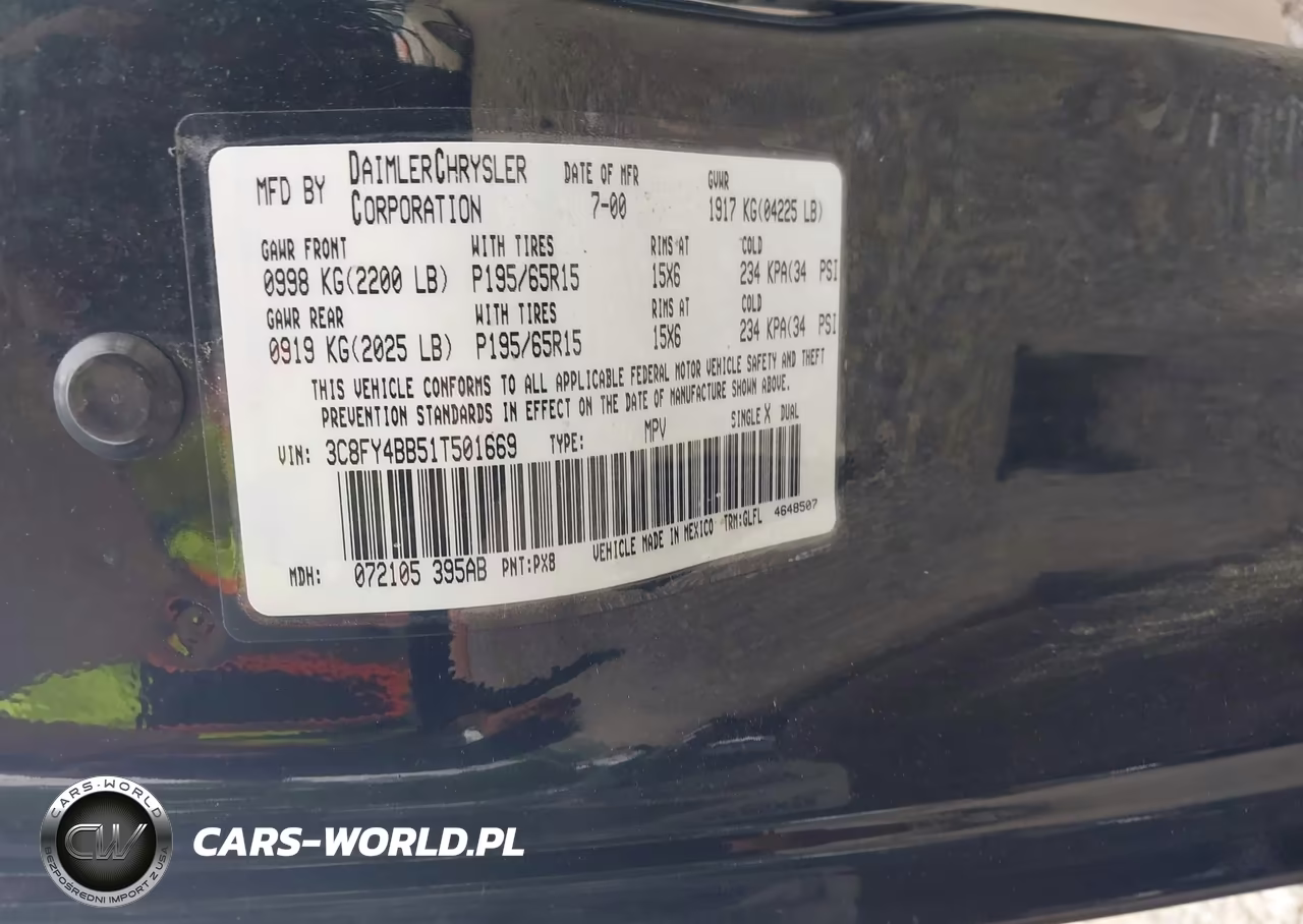 2001 Chrysler Pt Cruiser VIN:3C8FY4BB51T501669 - 9