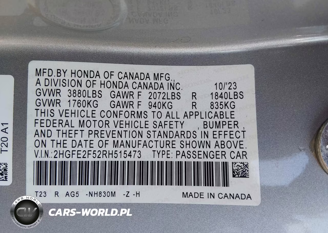 2024 Honda Civic Sport VIN:2HGFE2F52RH515473 - 9