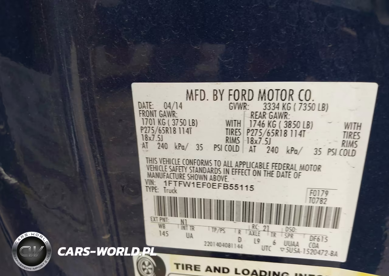 2014 Ford F-150 Xlt VIN:1FTFW1EF0EFB55115 - 9
