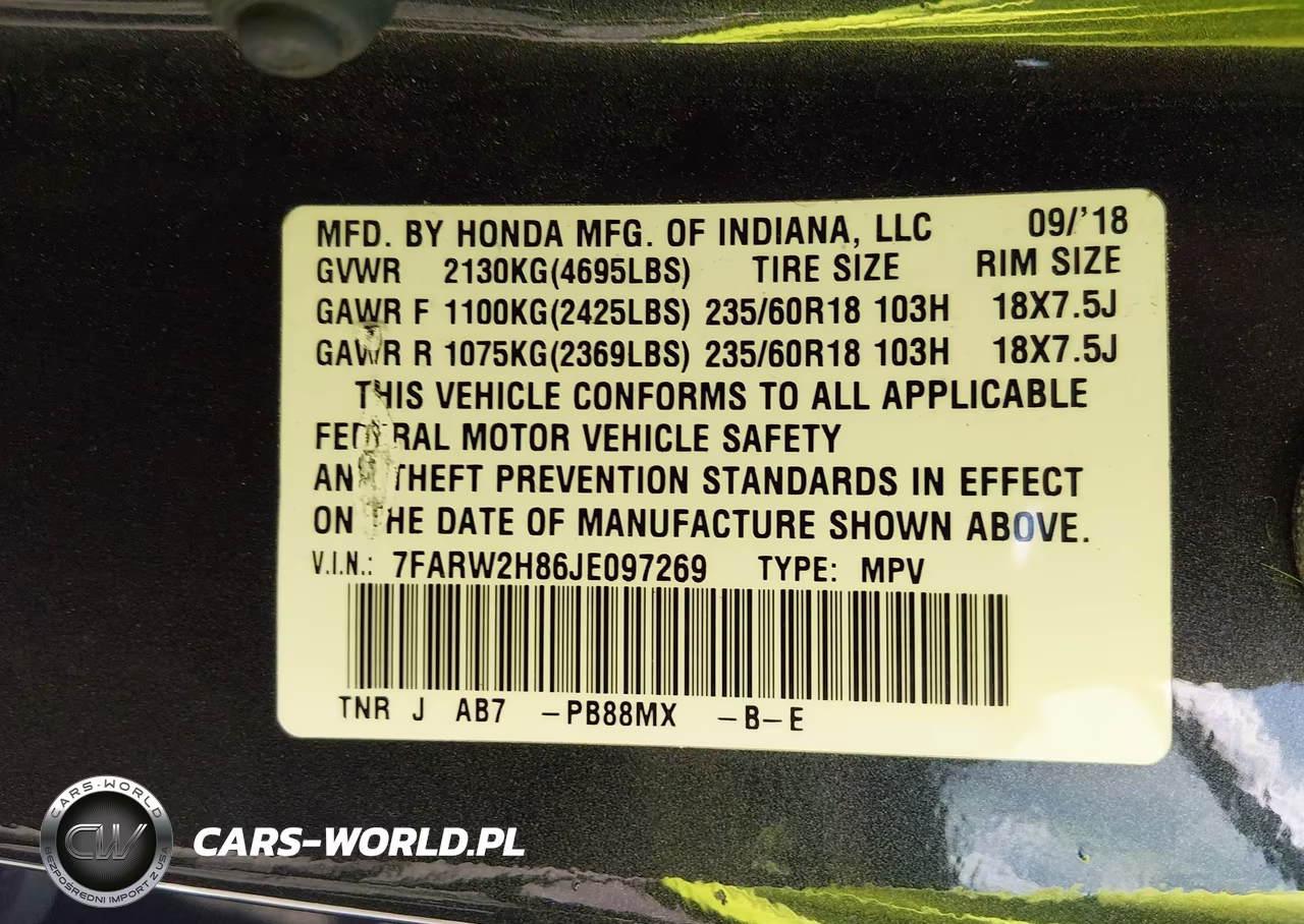 2018 Honda Cr-V Ex-L-Ex-L Navi VIN:7FARW2H86JE097269 - 9