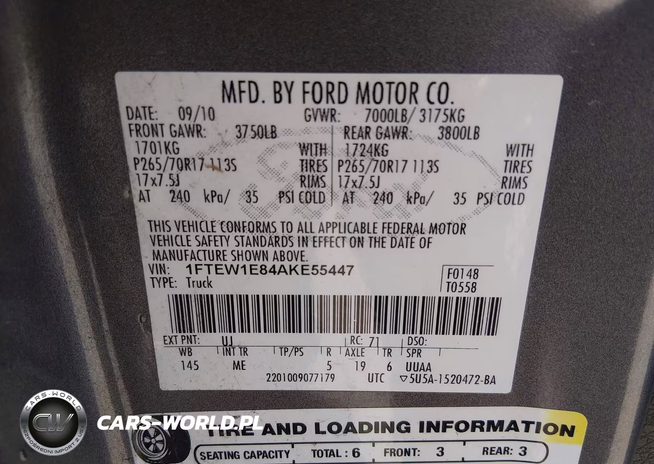 2010 Ford F-150 Xl-Xlt VIN:1FTEW1E84AKE55447 - 9