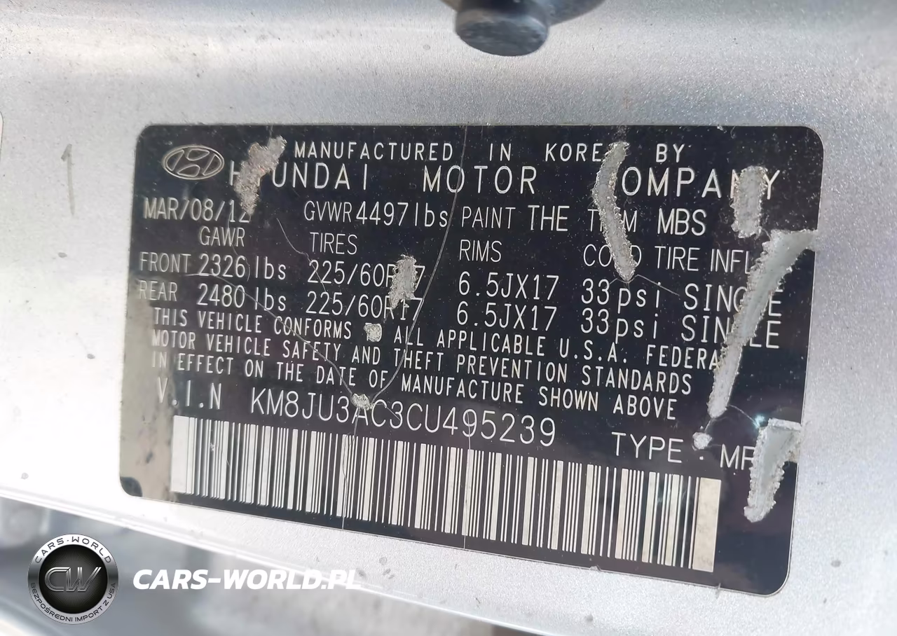 2012 Hyundai Tucson Gls VIN:KM8JU3AC3CU495239 - 9