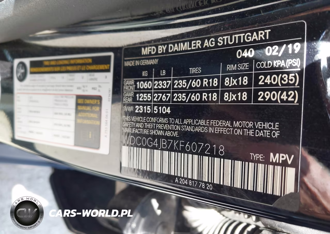 2019 Mercedes-Benz Glc 300 VIN:WDC0G4JB7KF607218 - 9
