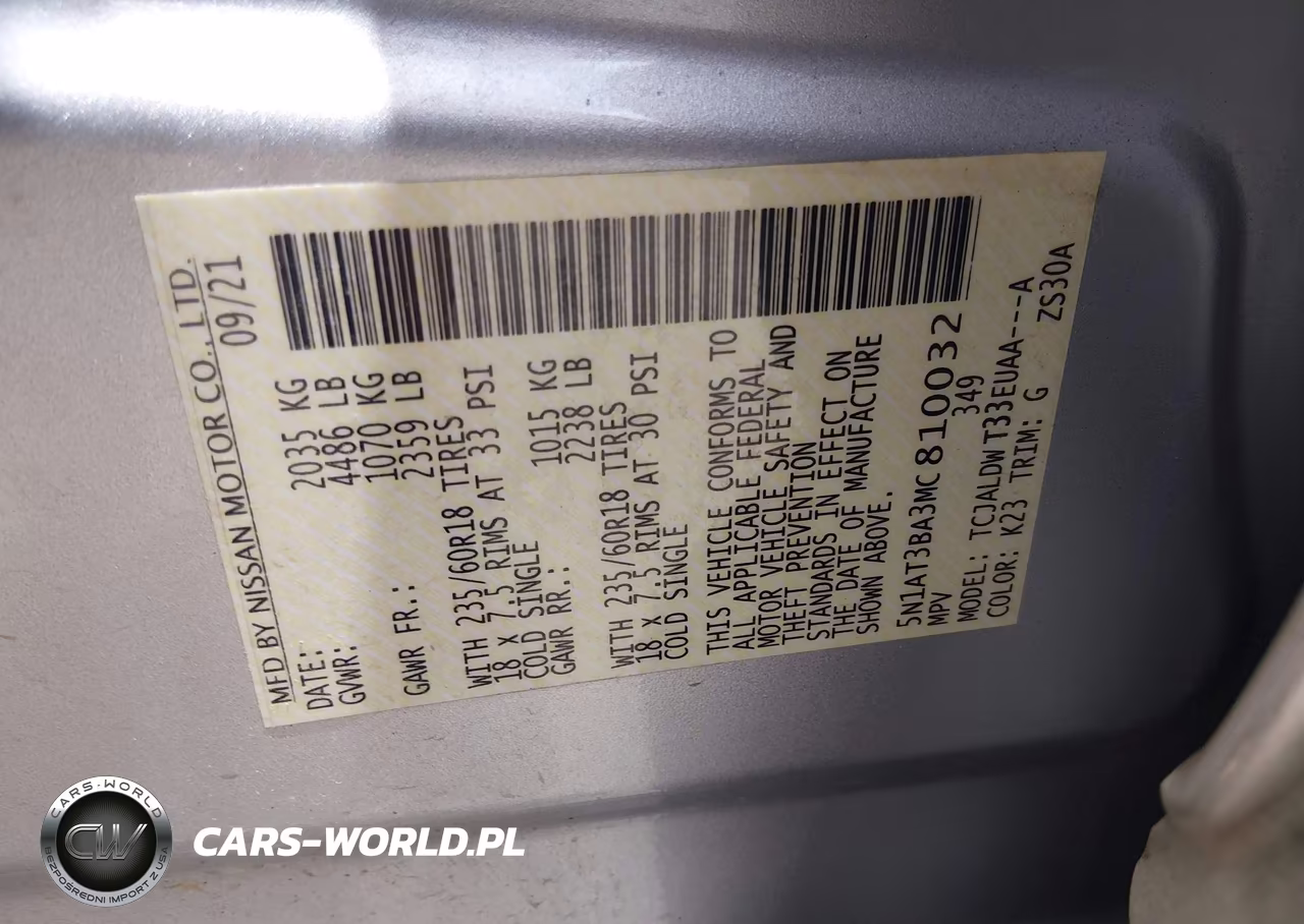 2021 Nissan Rogue Sv Fwd VIN:5N1AT3BA3MC810032 - 9