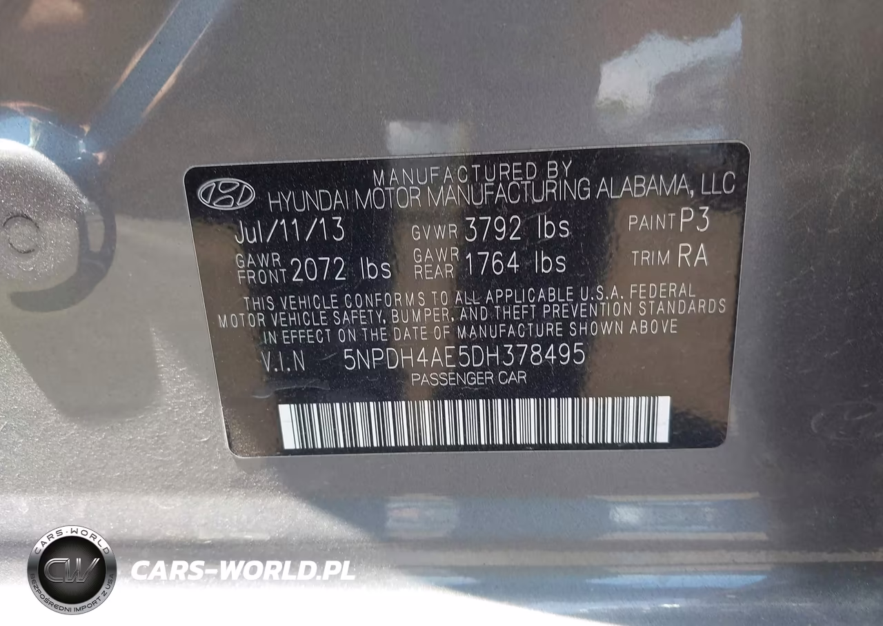 2013 Hyundai Elantra Gls VIN:5NPDH4AE5DH378495 - 9