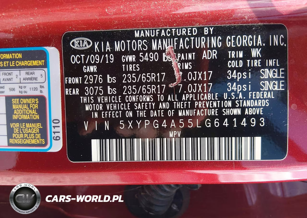 2020 Kia Sorento 3.3L Lx VIN:5XYPG4A55LG641493 - 9