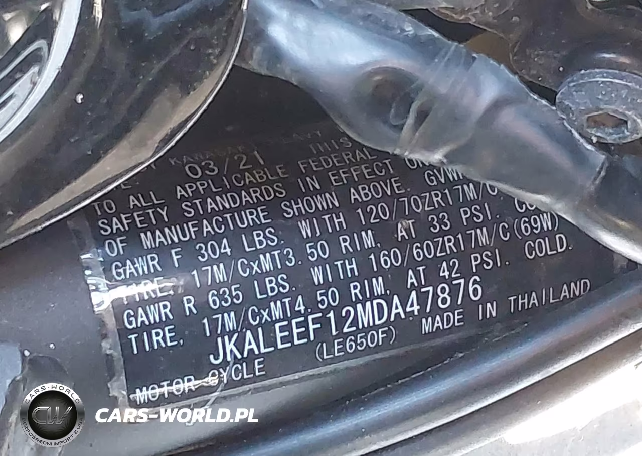 2021 Kawasaki Kle650 F VIN:JKALEEF12MDA47876 - 10