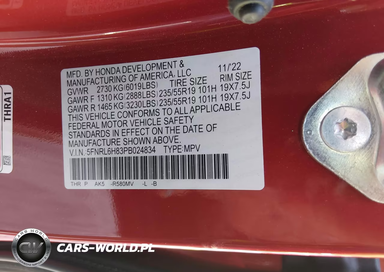 2023 Honda Odyssey Touring VIN:5FNRL6H83PB024834 - 9