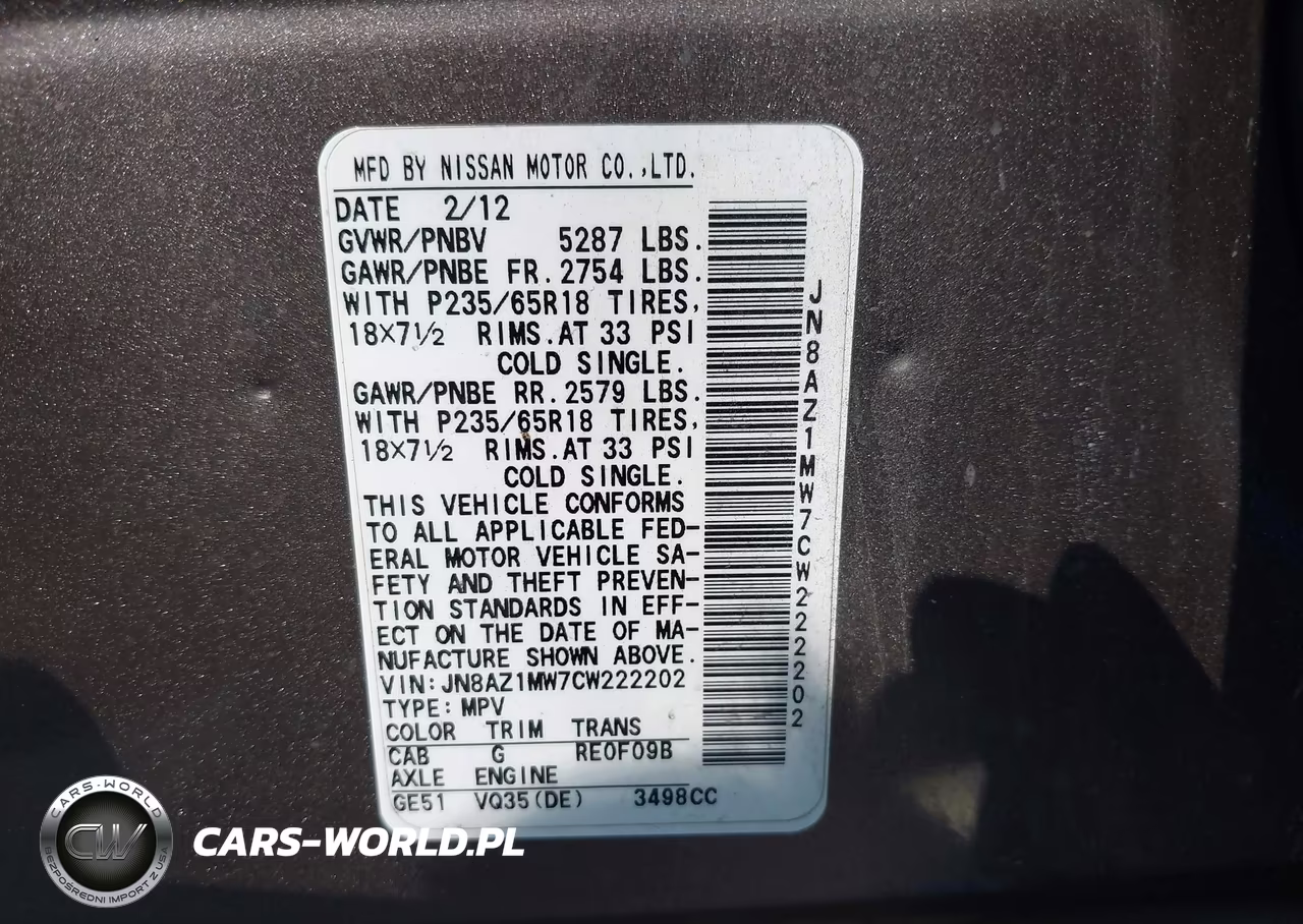 2012 Nissan Murano Sl VIN:JN8AZ1MW7CW222202 - 9