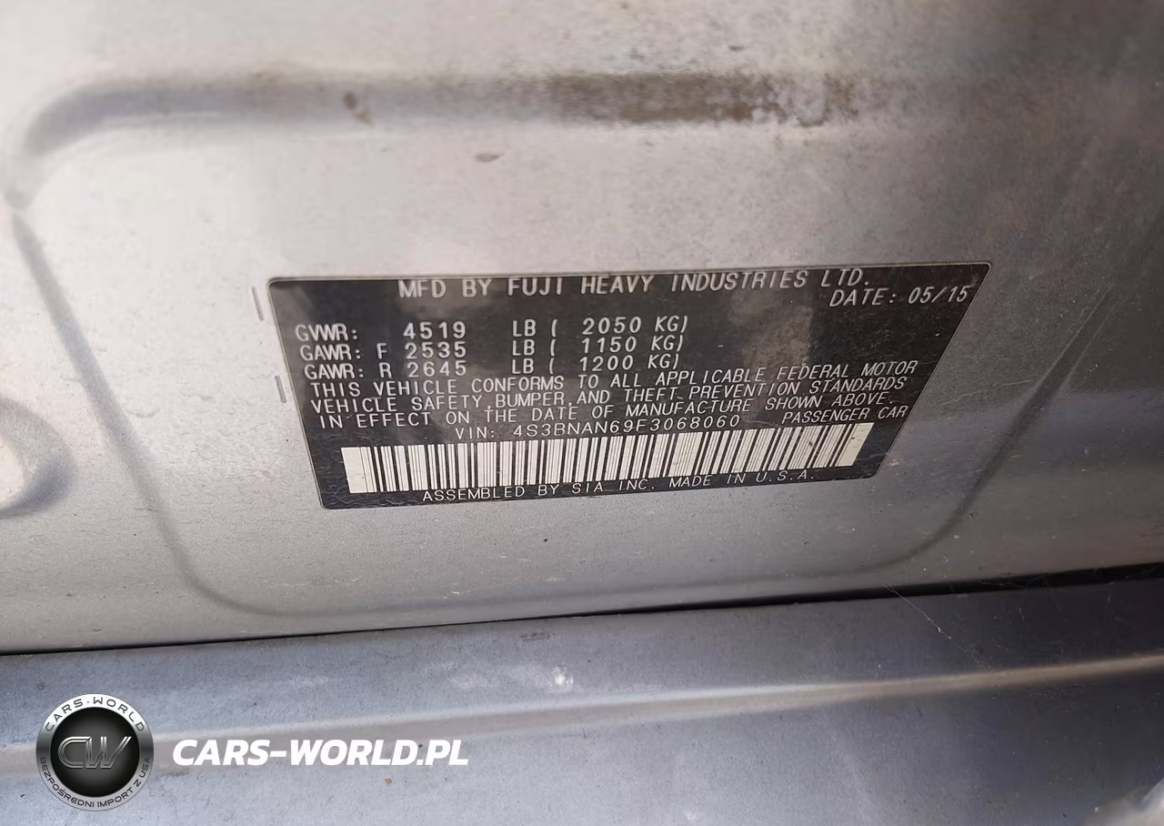 2015 Subaru Legacy 2.5I Limited VIN:4S3BNAN69F3068060 - 9