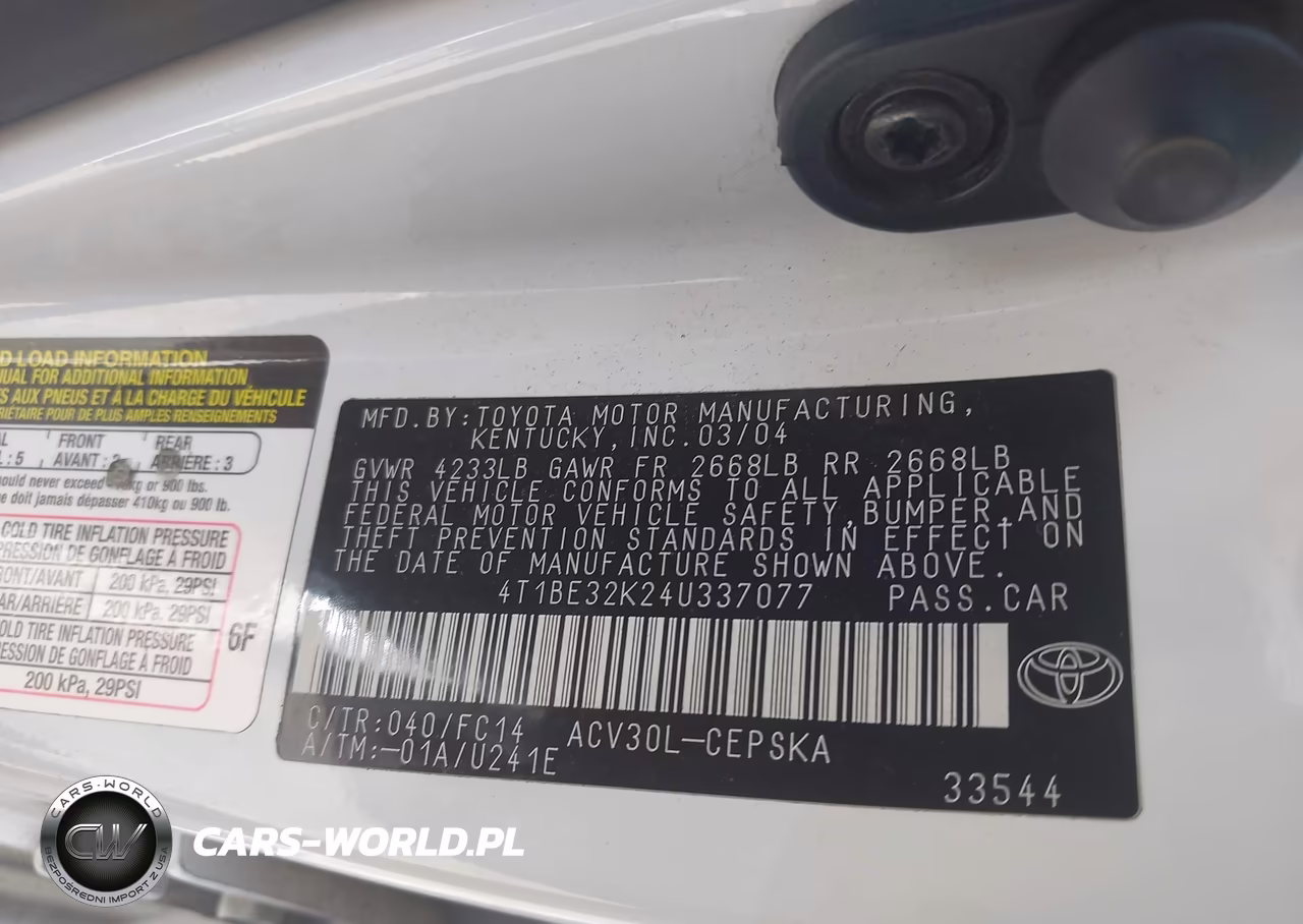 2004 Toyota Camry Se VIN:4T1BE32K24U337077 - 9