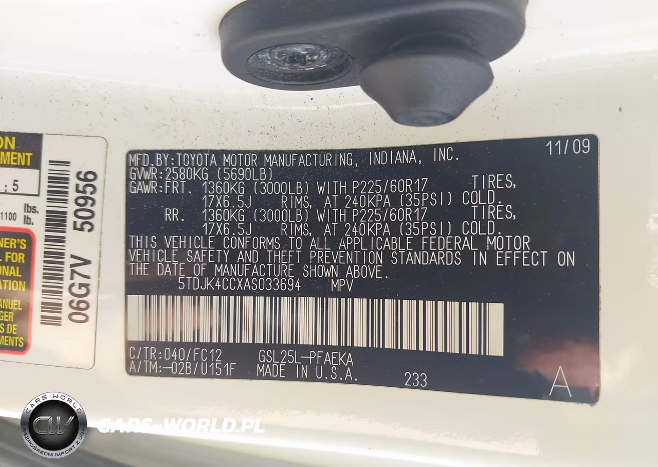 2010 Toyota Sienna Le VIN:5TDJK4CCXAS033694 - 9